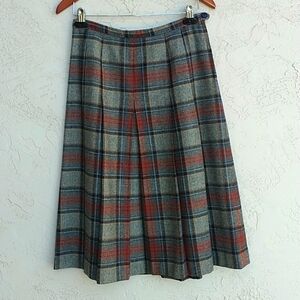 ROOS ATKINS 100% Wool Tweed Pleated A-Line Midi Skirt